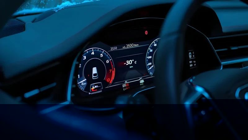 Изображение панели приборов непрогретого автомобиля