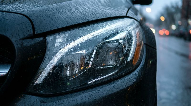Запотевшая фара атомобиля Mercedes E200